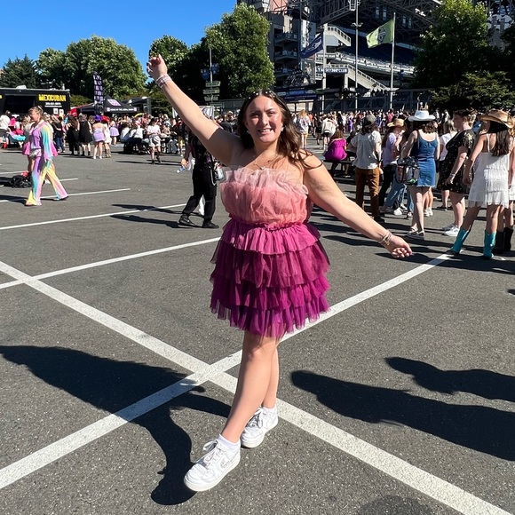 PINK AND PURPLE Tierd Tule dress - Picture 5 of 5